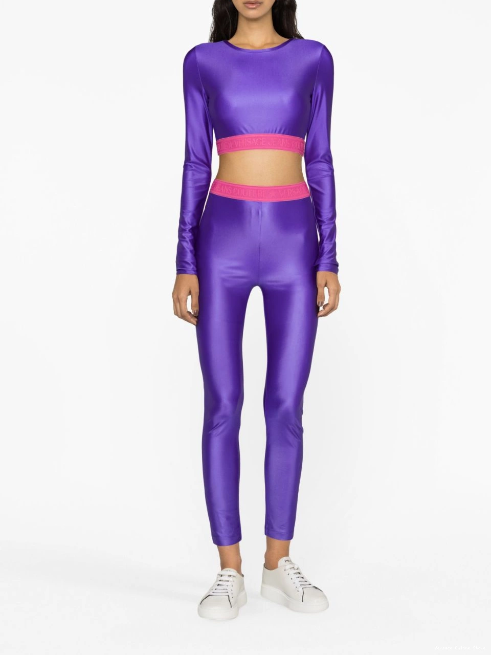 Affordable Jeans Couture crop Versace Women logo-underband top 0809